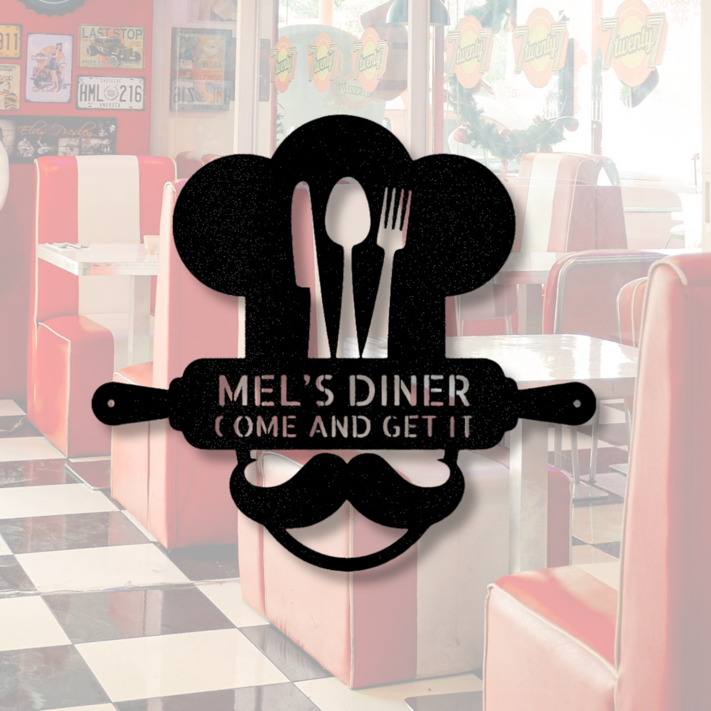 Custom Home Chef Metal Sign, Personalized Kitchen Utensils Housewarming Gift For A Chef, Birthday Gift For Amazing Mom, Happy Holidays Gift