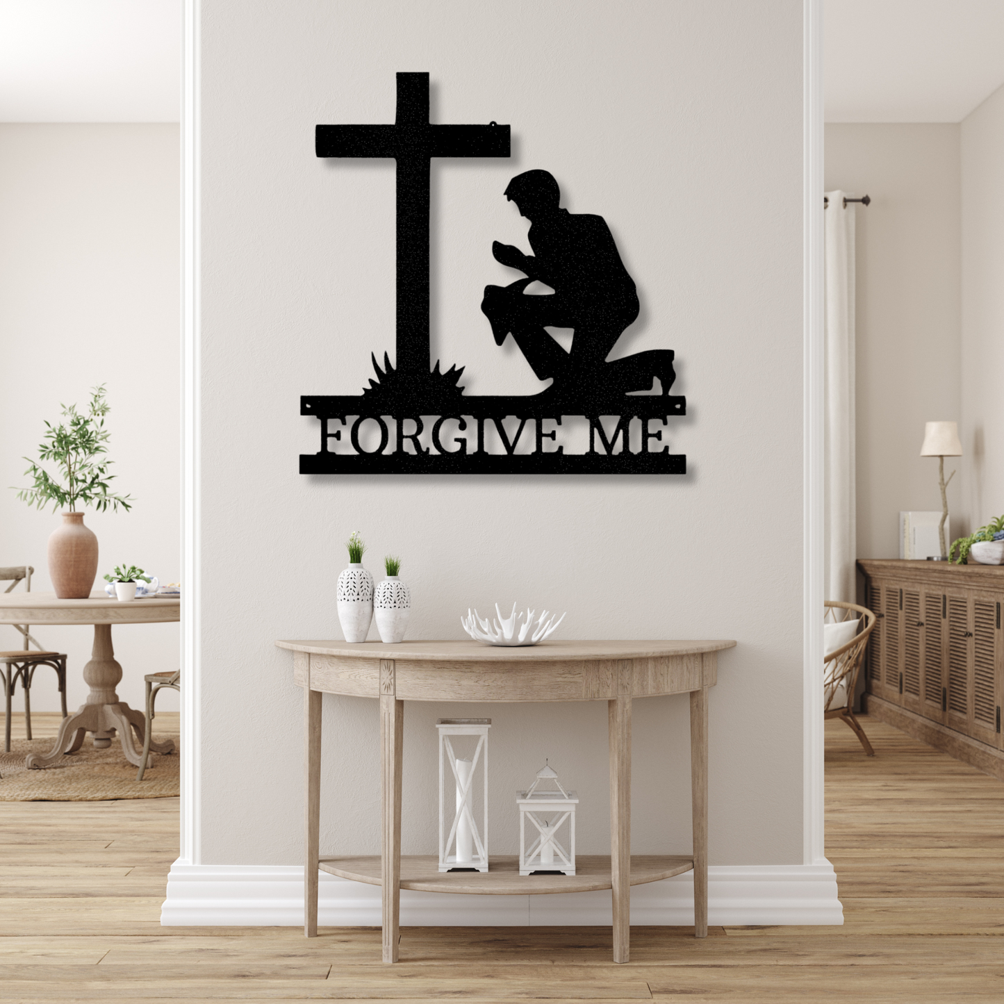 Custom Kneeling Man Metal Sign, Personalized Kneeling Man Monogram, Thanksgiving Gift For Religious Dad, Housewarming Gift, Son To Father Gift.