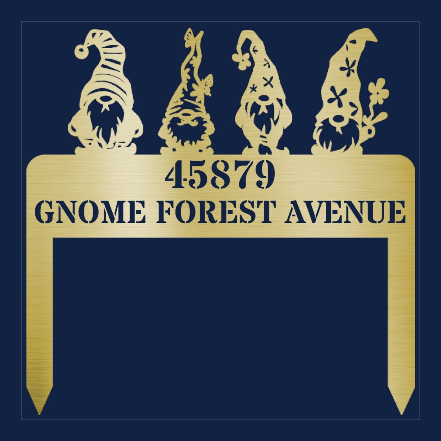 Custom Gnome Address Stake Sign, Personalized Yard Address Sign, Garden Gnome Decor, Outdoor Address Plaque, Lawn Stake