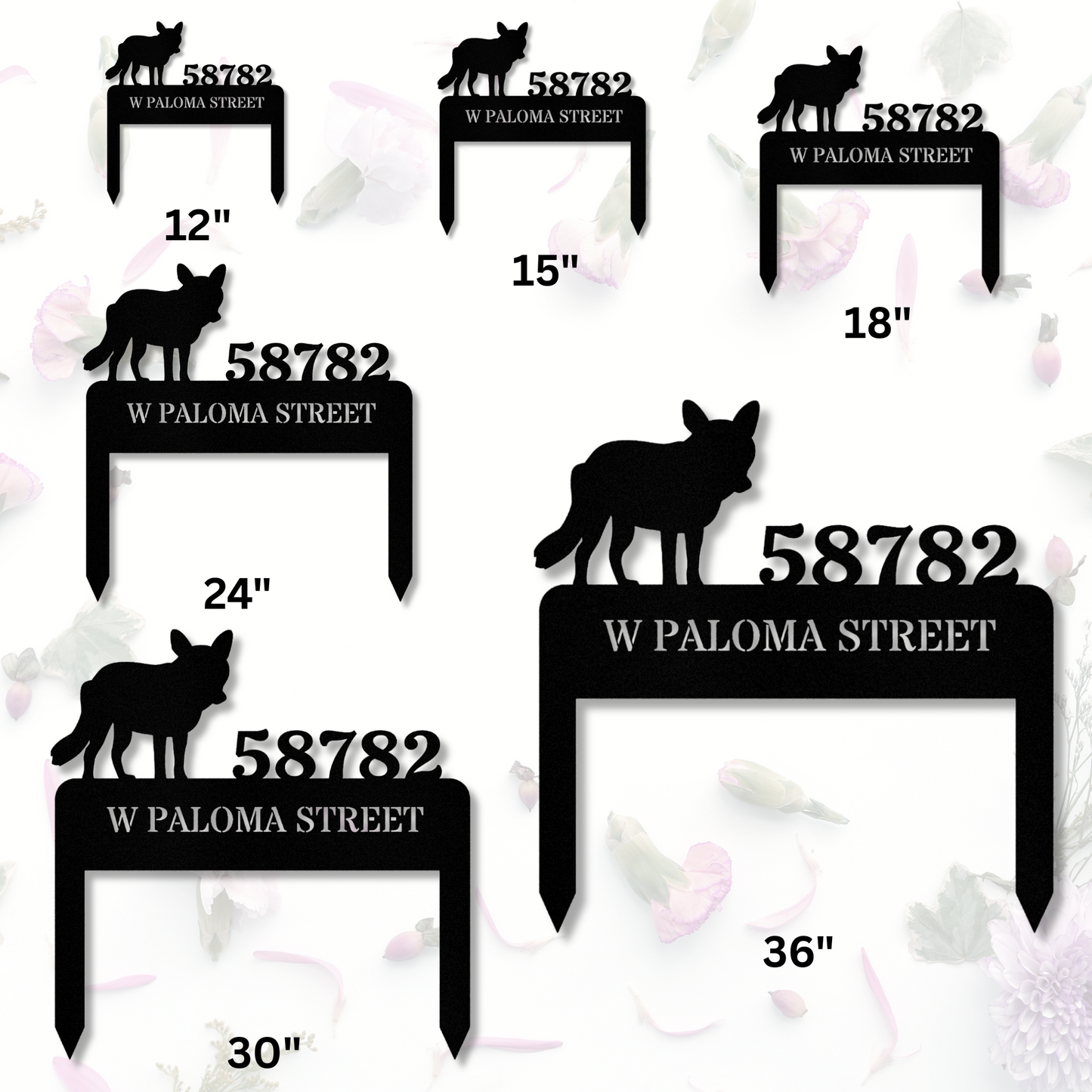 Customized Metal Address Stake, Fox Address Stake Horizontal Address Sign, Address Signage, House Address, Metal House Number Stake