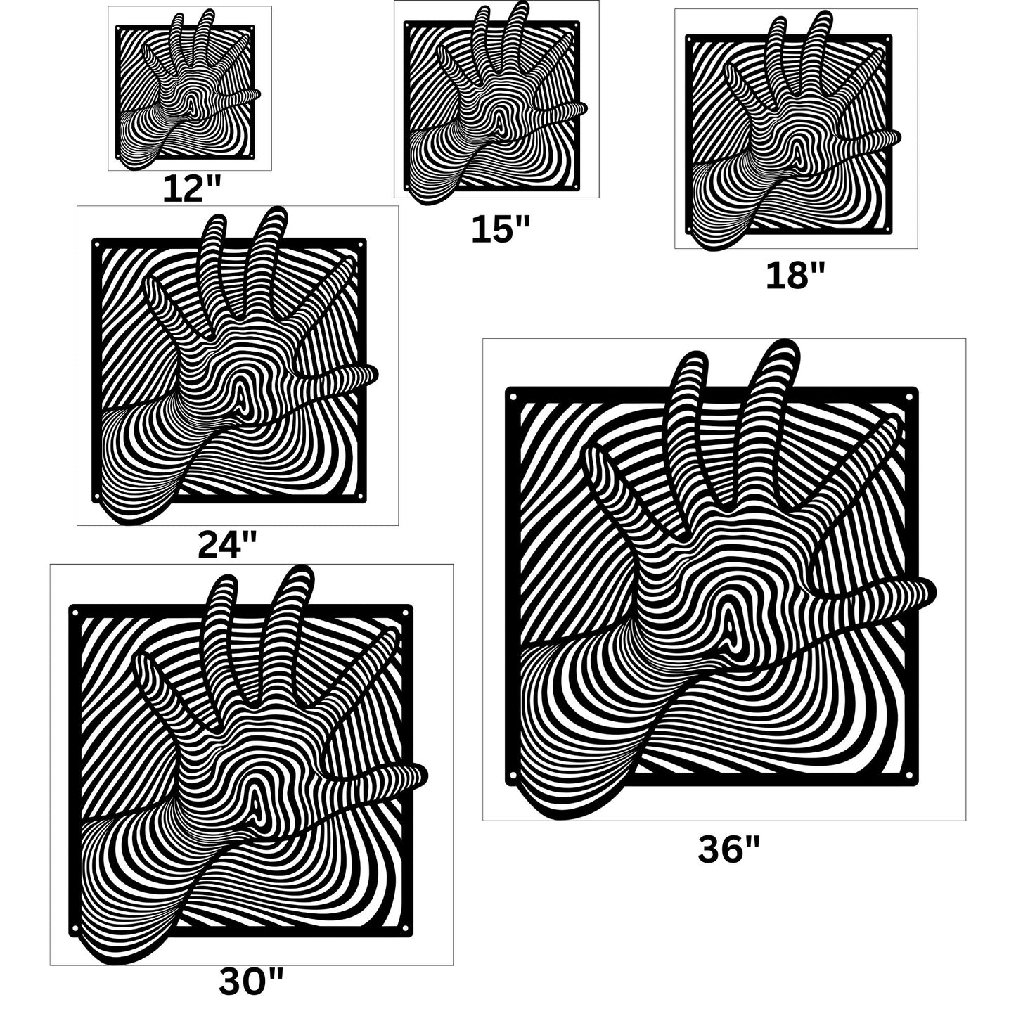 Hand illusion metal wall art, 3D optical illusion decor, modern metal wall hanging, unique home decor, contemporary wall sculpture