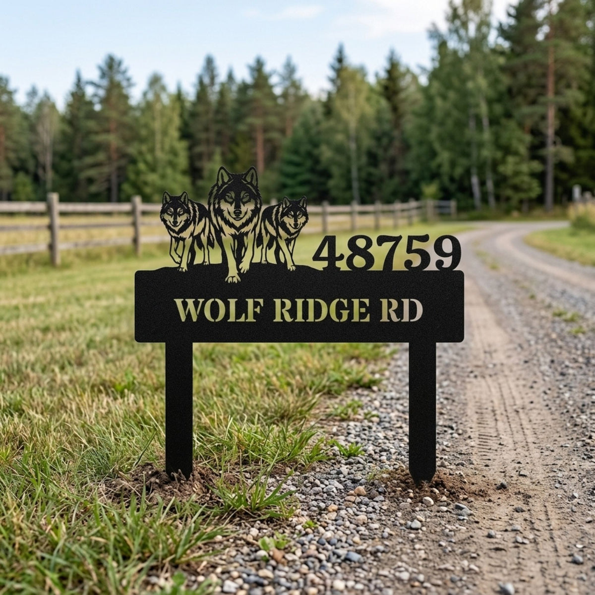 Personalized Wolf Pack Metal Address Plaque, Custom Family Name House Number Sign, Rustic Outdoor Cabin Decor, Housewarming Gift