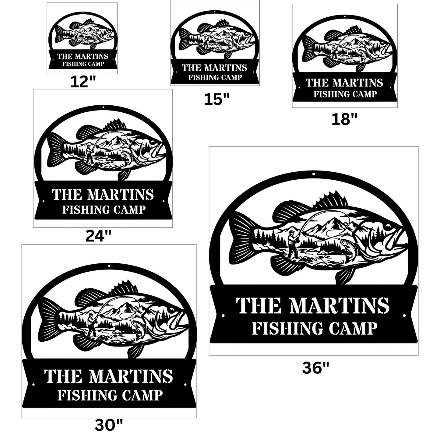Custom Fishing Camp Metal Sign | Personalized Lake House Decor | Fisherman Gift | Rustic Cabin Wall Art | Outdoor Name Sign Steel Plaque