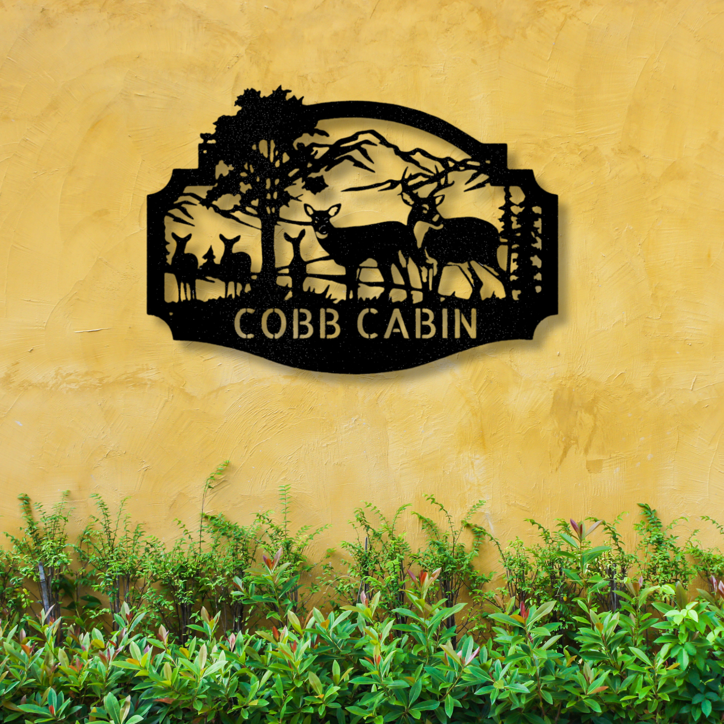 Personalized Deer Family Metal Art Sign, Custom Deer Metal Wall Decor, Cabin Wall Hanging, Indoor Metal Art Signs, Birthday Gift For Dad, Family Name Sign.