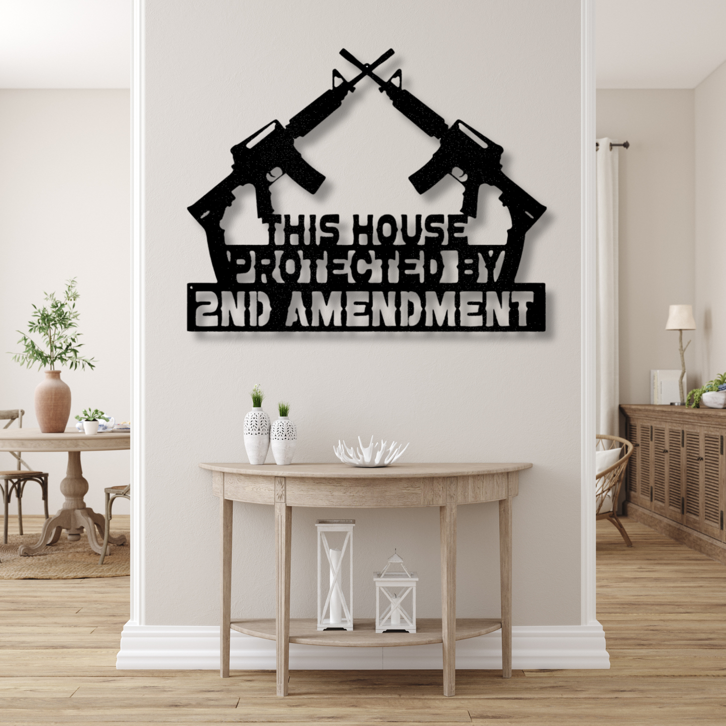 Protected by 2A Metal Steel Sign, 2nd Amendment Decor, Gun Rights Wall Art, Firearm Home Decor, NRA Gift Idea , Firearm Metal sign
