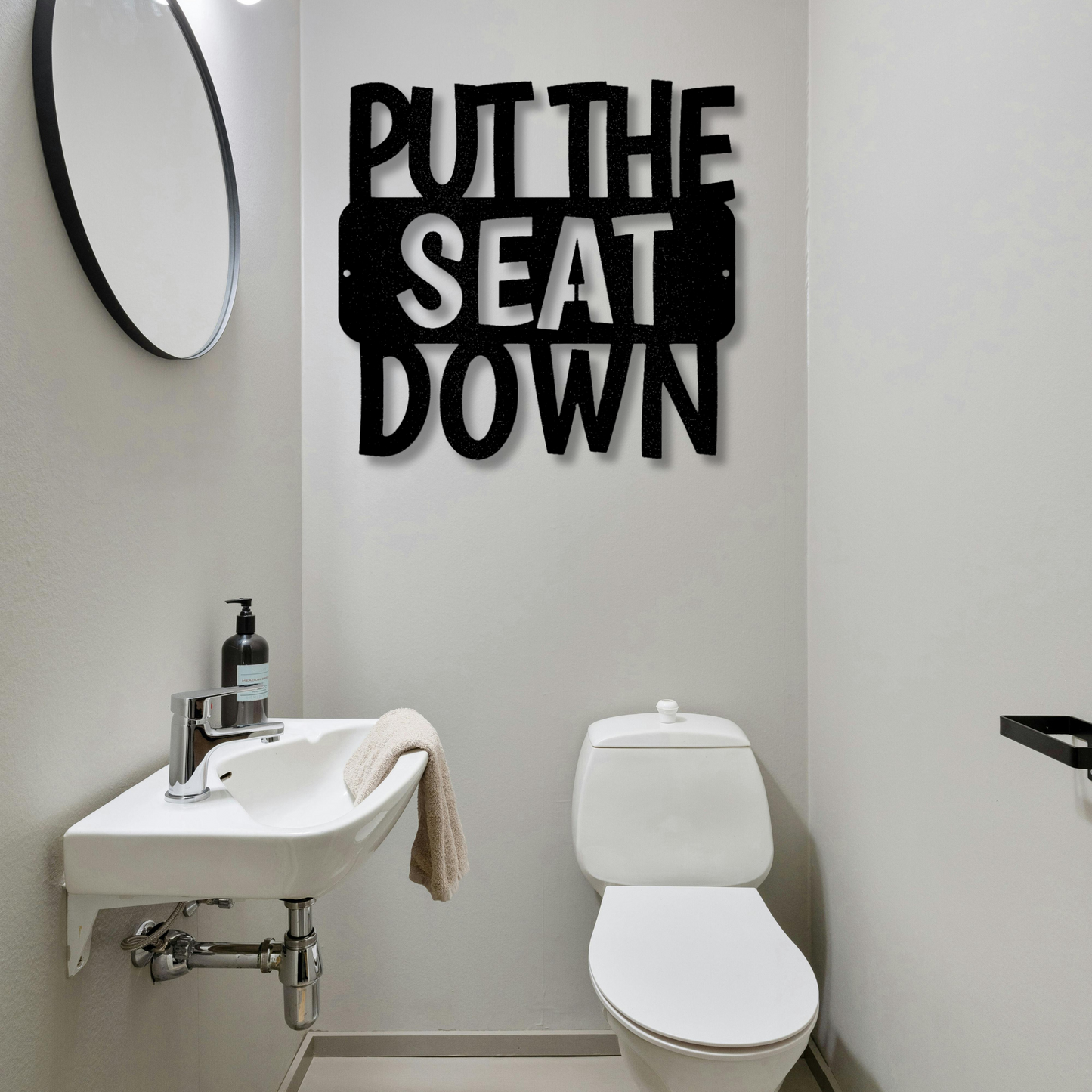 Put the Seat Down Quote Metal Steel Sign, Bathroom Sign Wall Art Signs, Bathroom Wall Art Quotes, Home Wall Signs, Bathroom Rules Art