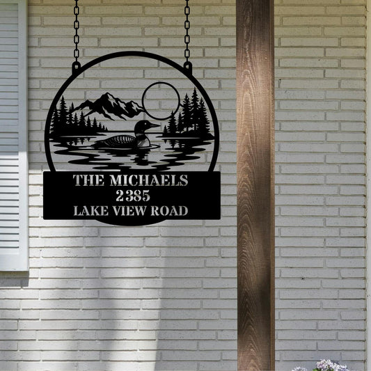 Personalized Goose Address Metal Sign, Custom Address Plaque, Outdoors Wildlife Wall Art, New Home Gift, Cabin Lakehouse Number Sign