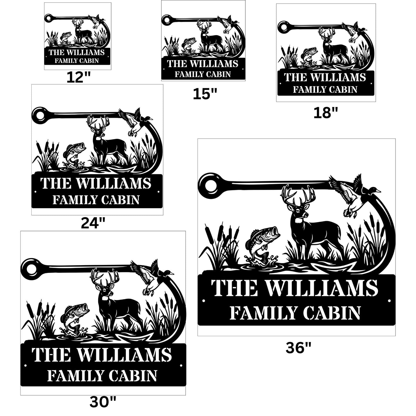 Personalized Hunting Fishing Metal Sign, Custom Fish Hook Art, Gift for Dad, Man Cave Wall Decor, Hunter Fisherman Gift, Outdoor Metal Sign