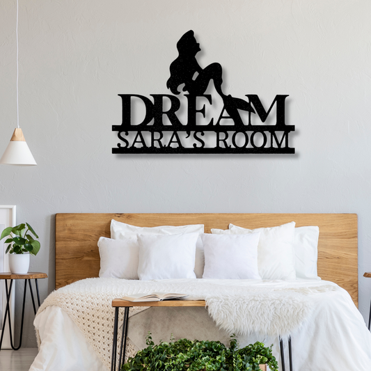 Personalized Mermaid Dreams Metal Steel Sign, Custom Mermaid Name Monogram, Birthday Gift For Her, Fantasy Gifts, Beach House Wall Decor.