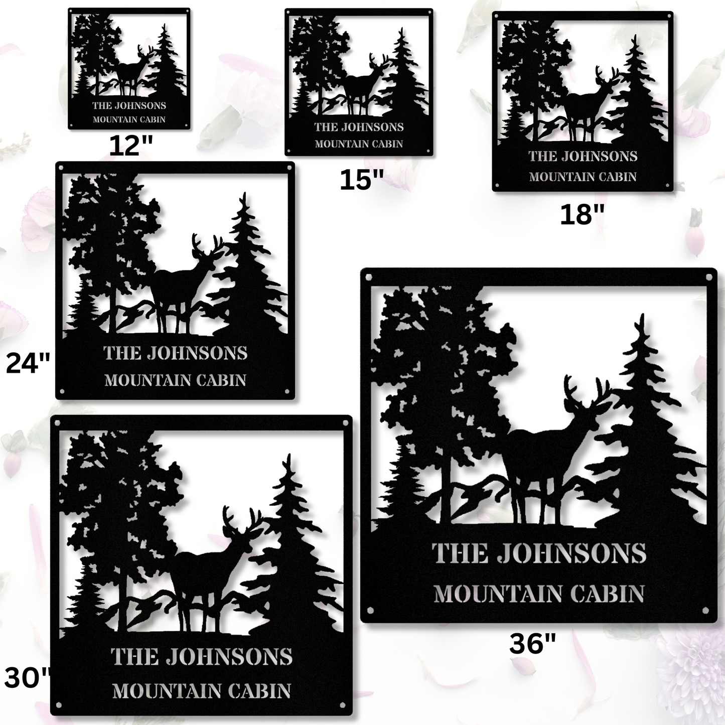 Personalized Deer Mountain Cabin Metal Sign, Wall Hanging Metal Decor, Large Deer Metal Sign, Farmhouse Metal Sign, Cabin Metal Decor, Wall Art Decor