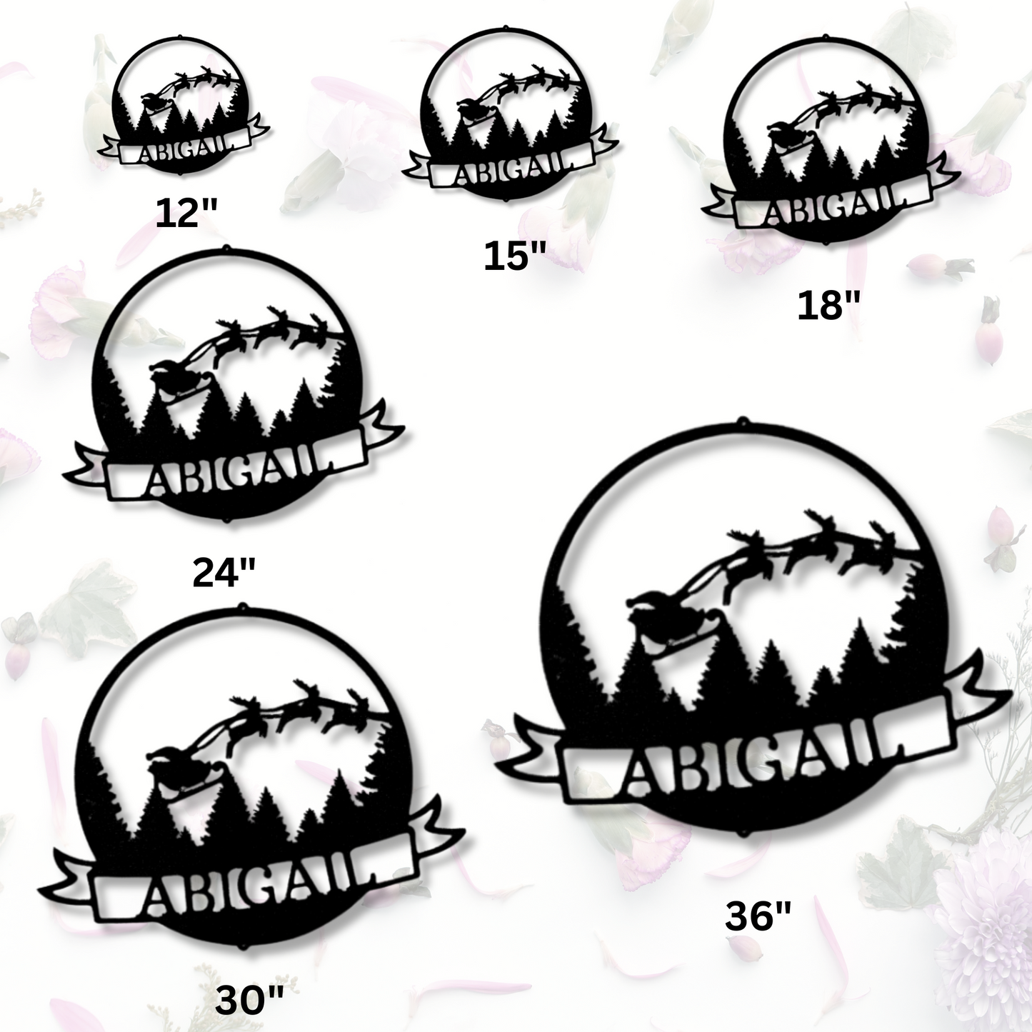 Personalized Santa's Journey Sign Metal Sign, Custom Santa Claus With Reindeer Wall Art, Christmas Metal Art Decor, Holidays Wall Hangings.