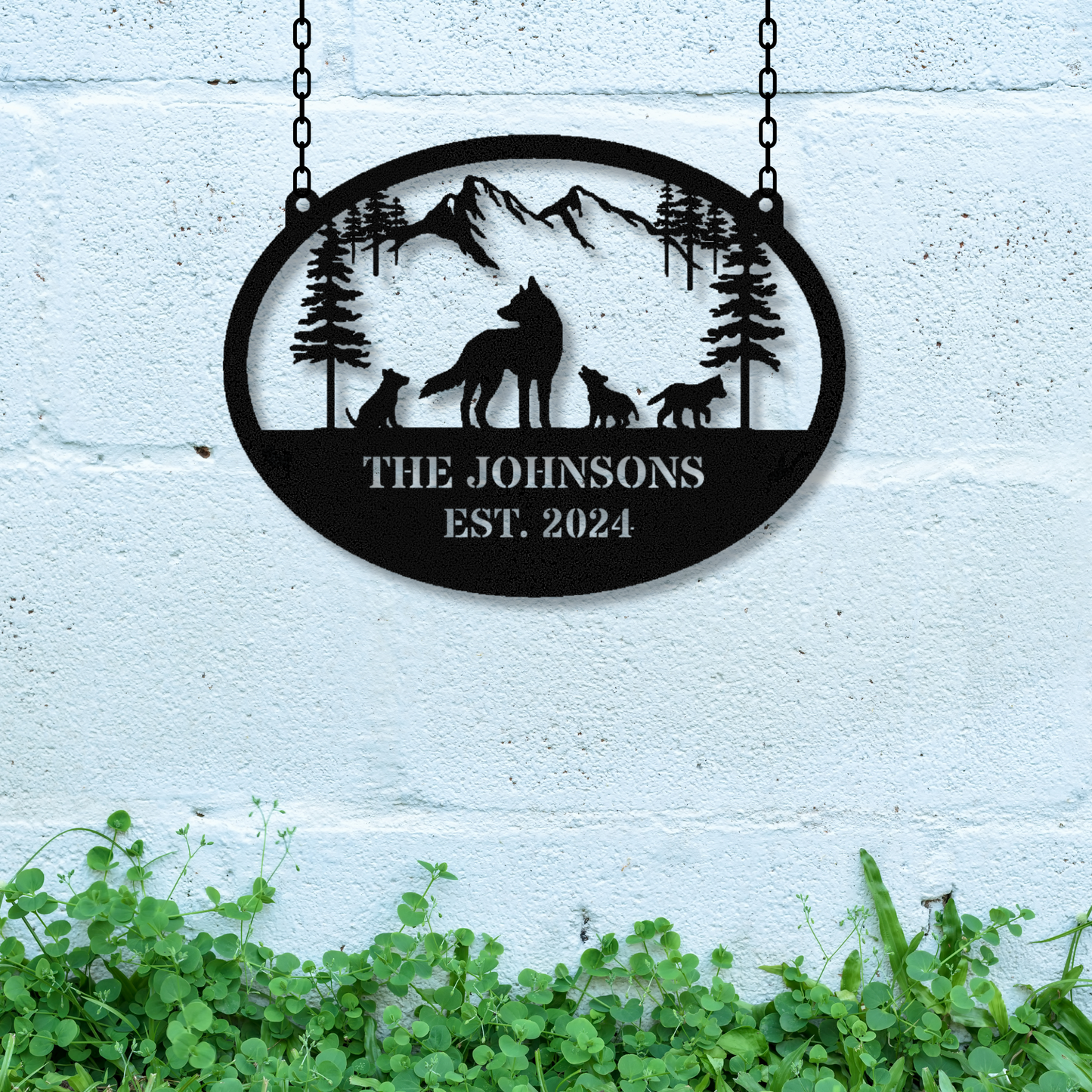 Personalized Wolf Mountain Metal Hanging Sign, Ranch Metal Sign, Barn metal sign, Metal barn sign, Farmhouse sign, House Number Sign