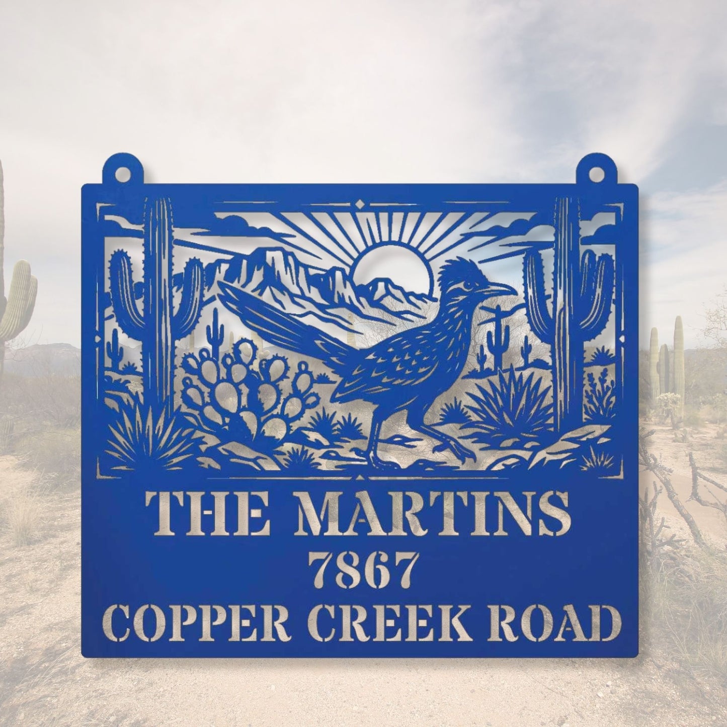 Custom Road Runner Address Sign, Metal House Numbers Plaque, Personalized Family Name Sign, New Home Gift, Outdoor Metal Wall Art, Decor