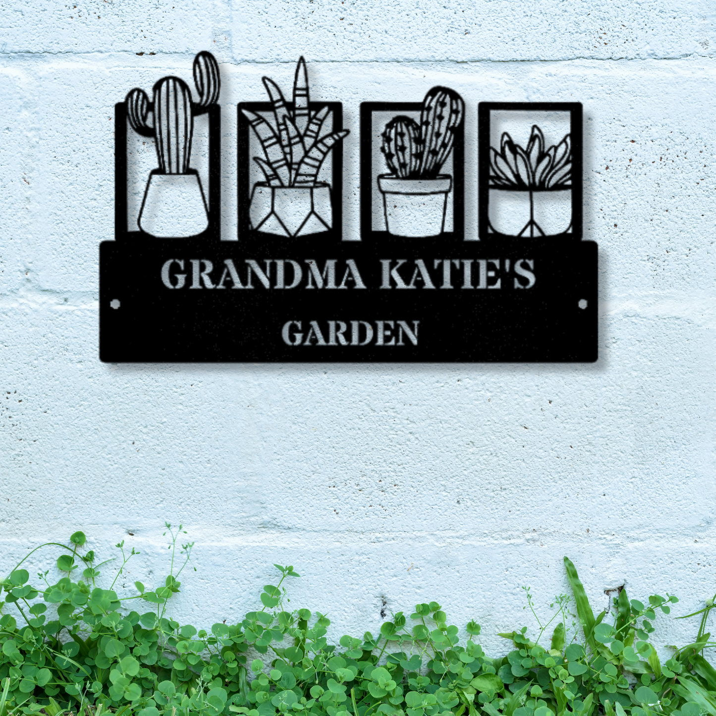 Personalized Garden Metal Art, Cactus Metal Wall Art, Family Name Cactus Wall Decor, Desert Plants Metal Wall Art Decor, Garden Lover Sign