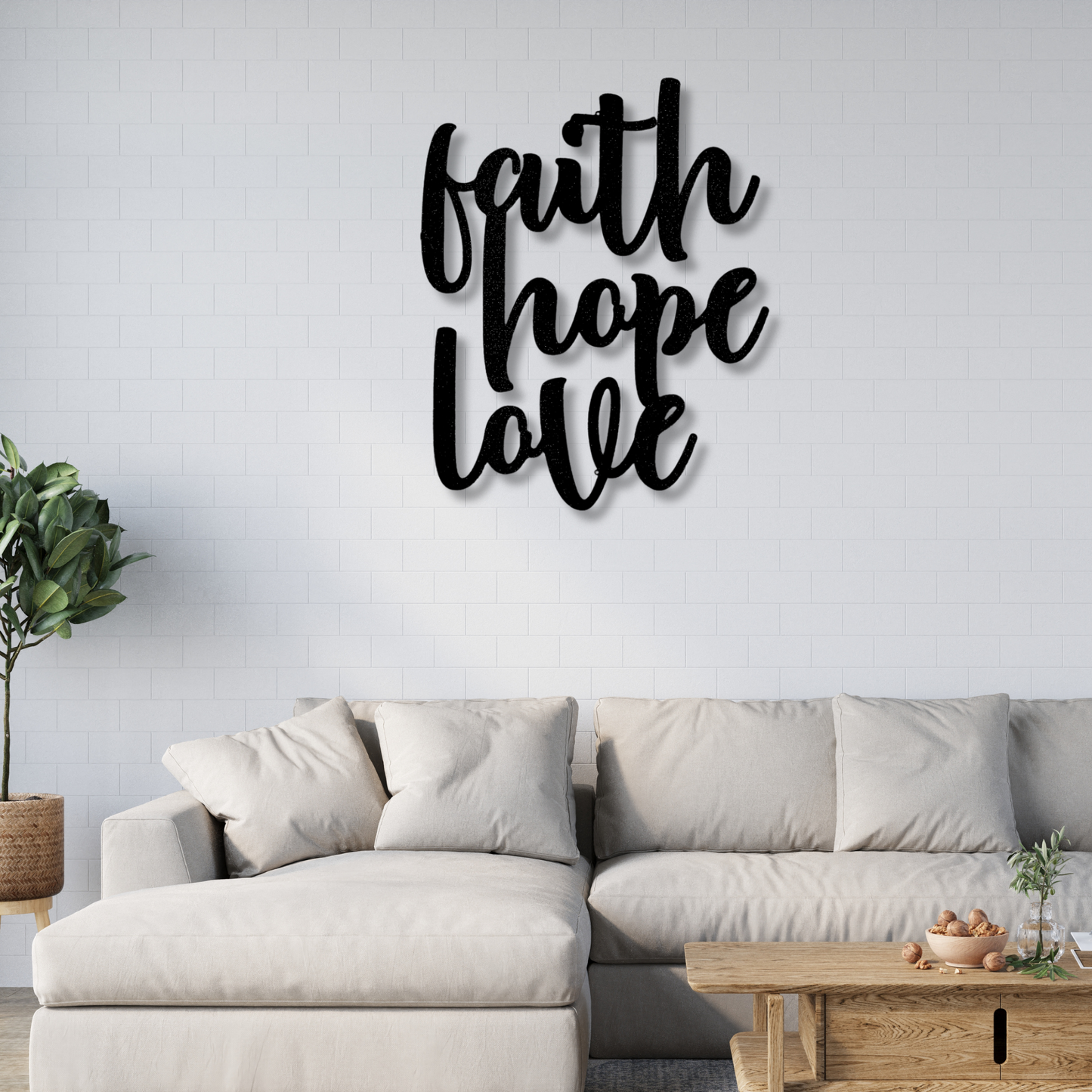 Faith Hope Love Script Metal Sign, Inspirational Metal Art, Faith Wall Decor, Christian Wall Hanging, Hope Love Metal Art, living room decor