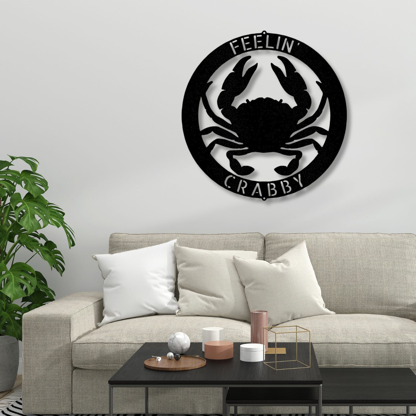 Custom Crab Ring Name Metal Art Sign, Personalized Crab Family Name Wall Art Decor,  Beach  House Wall Hangings, Personalized  Crab Door Decor, Housewarming Gift.