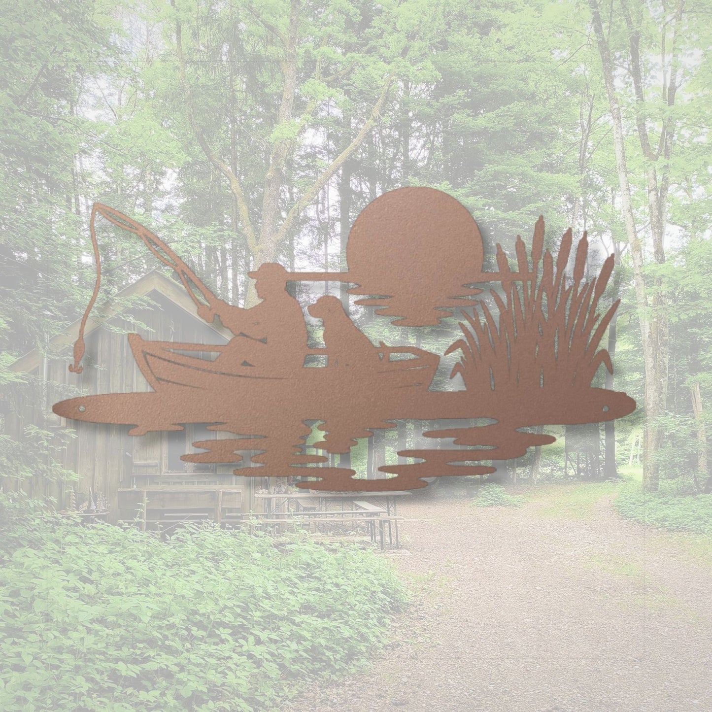 Metal Fisherman Wall Decor, Fishing Wall Art, Fisherman Gift, Lake House Decor, Cabin Wall Art, Rustic Metal Decor, Angler Gift for Him