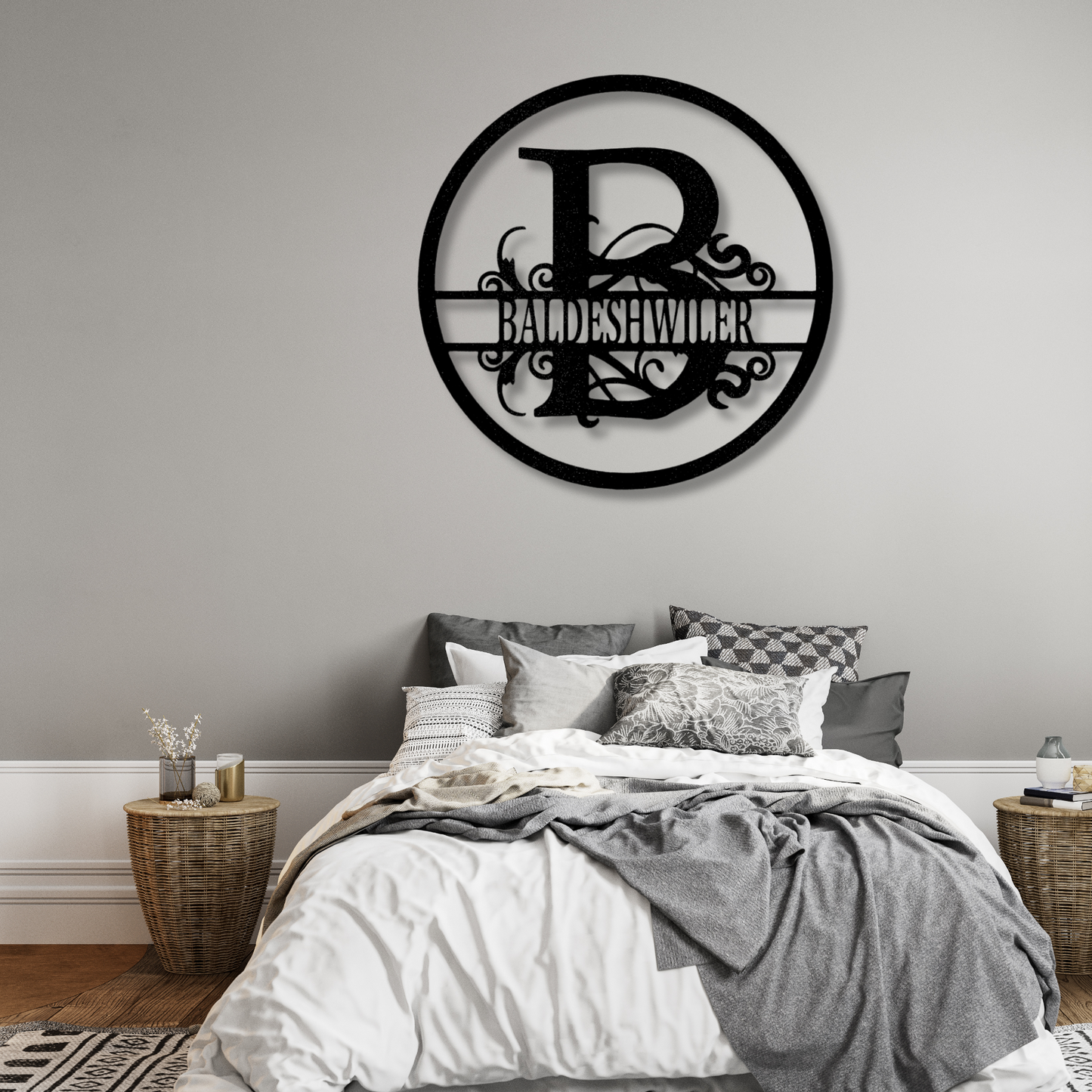 Custom Split Circle Metal Sign, Personalized Split Circle Monogram, Housewarming Decor, Indoor Wall Hanging, Christmas Gift, Birthday Gift.