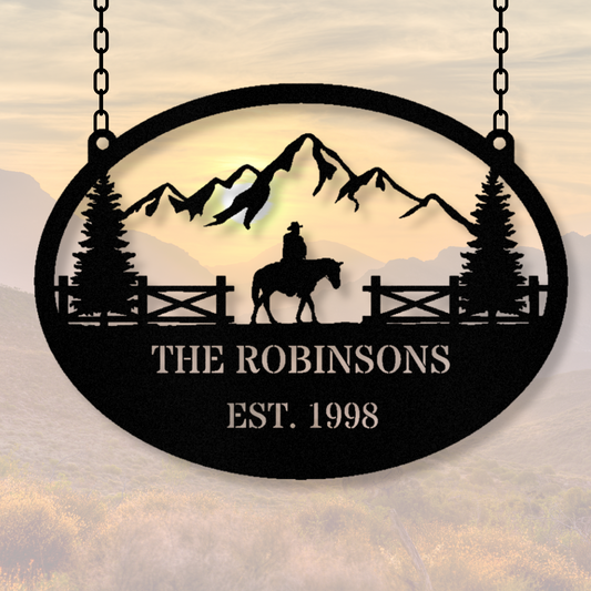 Personalized Horse Farm Metal Sign, Family Name Metal Hanging Sign, Metal Horse Sign, Horse Ranch Signs, Farm Address Metal Sign, Barn Sign