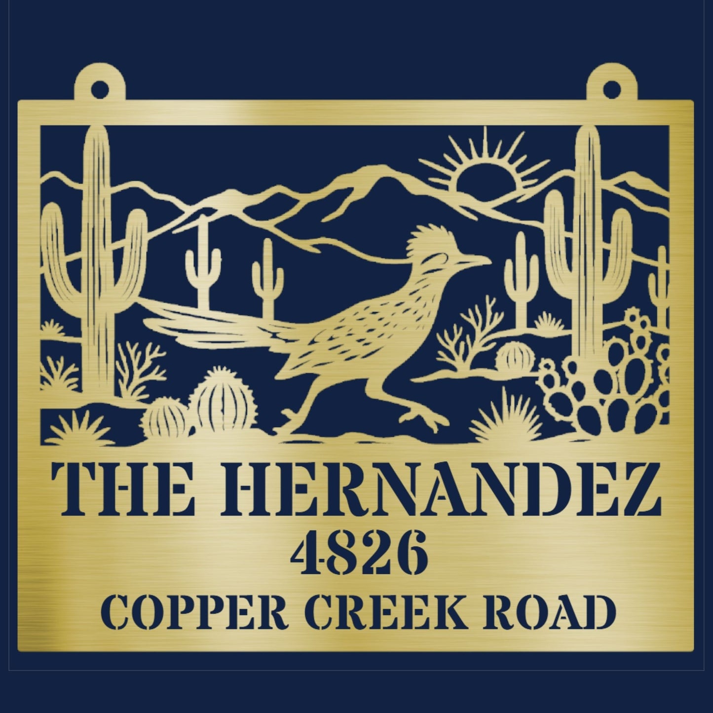 Custom Roadrunner Address Sign, Personalized Metal House Number Sign, Southwest Decor
