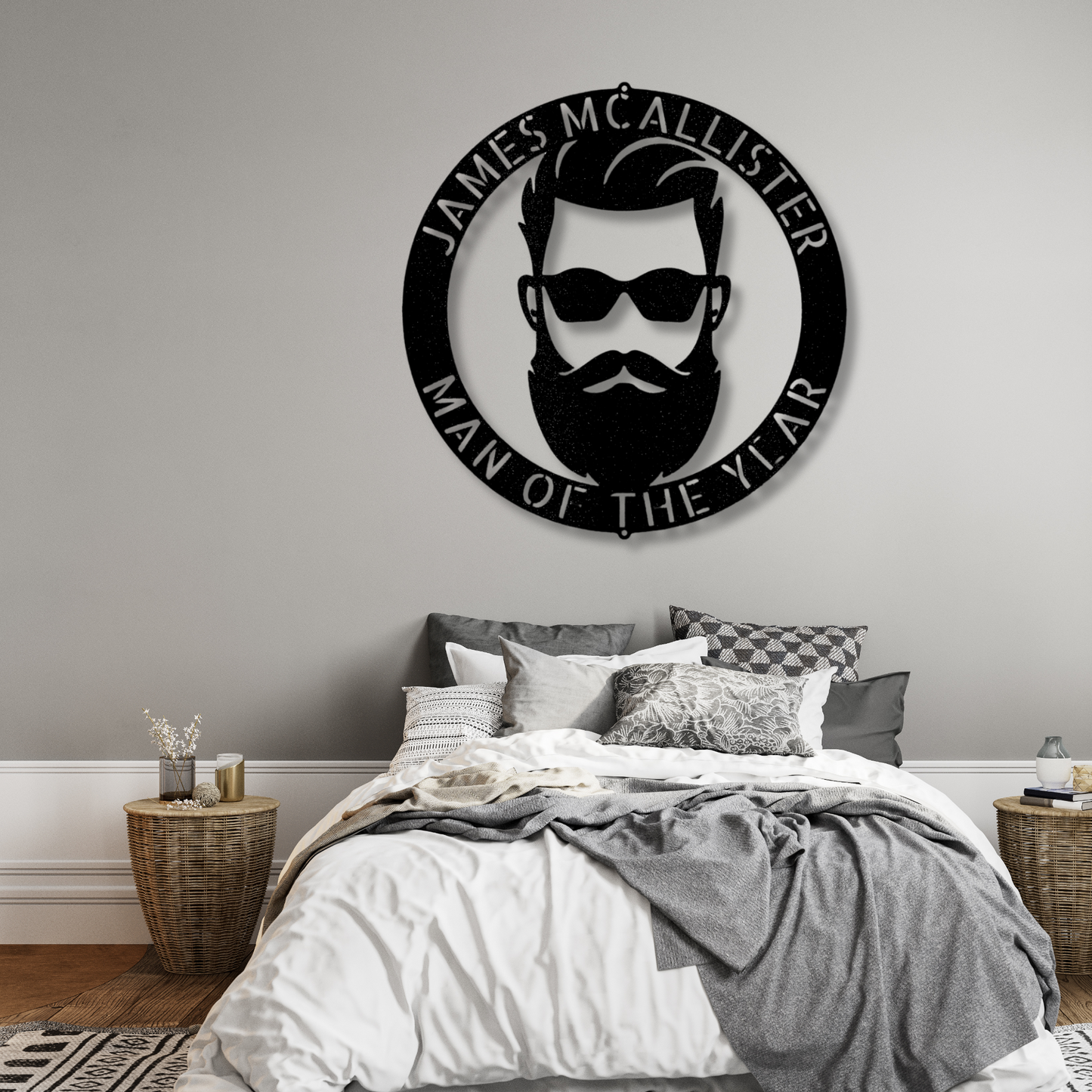 Custom Manly Metal  Sign, Personalized Bearded Face Metal Art, Birthday Gift, Man Cave Decor