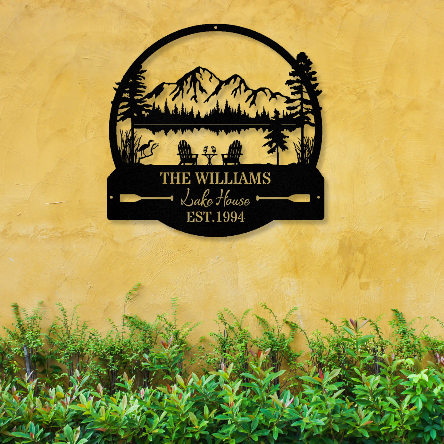 Lake House Wall Metal Sign, Farmhouse Gift, Mountain House Sign, Family Name Sign, Campsite Decor, Cabin Wall Decor, Address Sign, Est. Sign