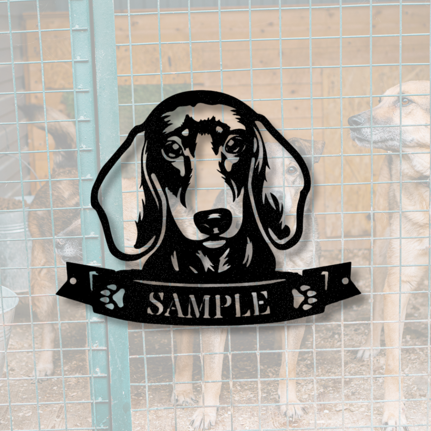 Dachshund Face Monogram Metal Sign, Dog Lover Gift, Dachshund Wall Decor, Loss Of Pet Metal Sign, Dog Name Remembrance Sign, Kennel Sign