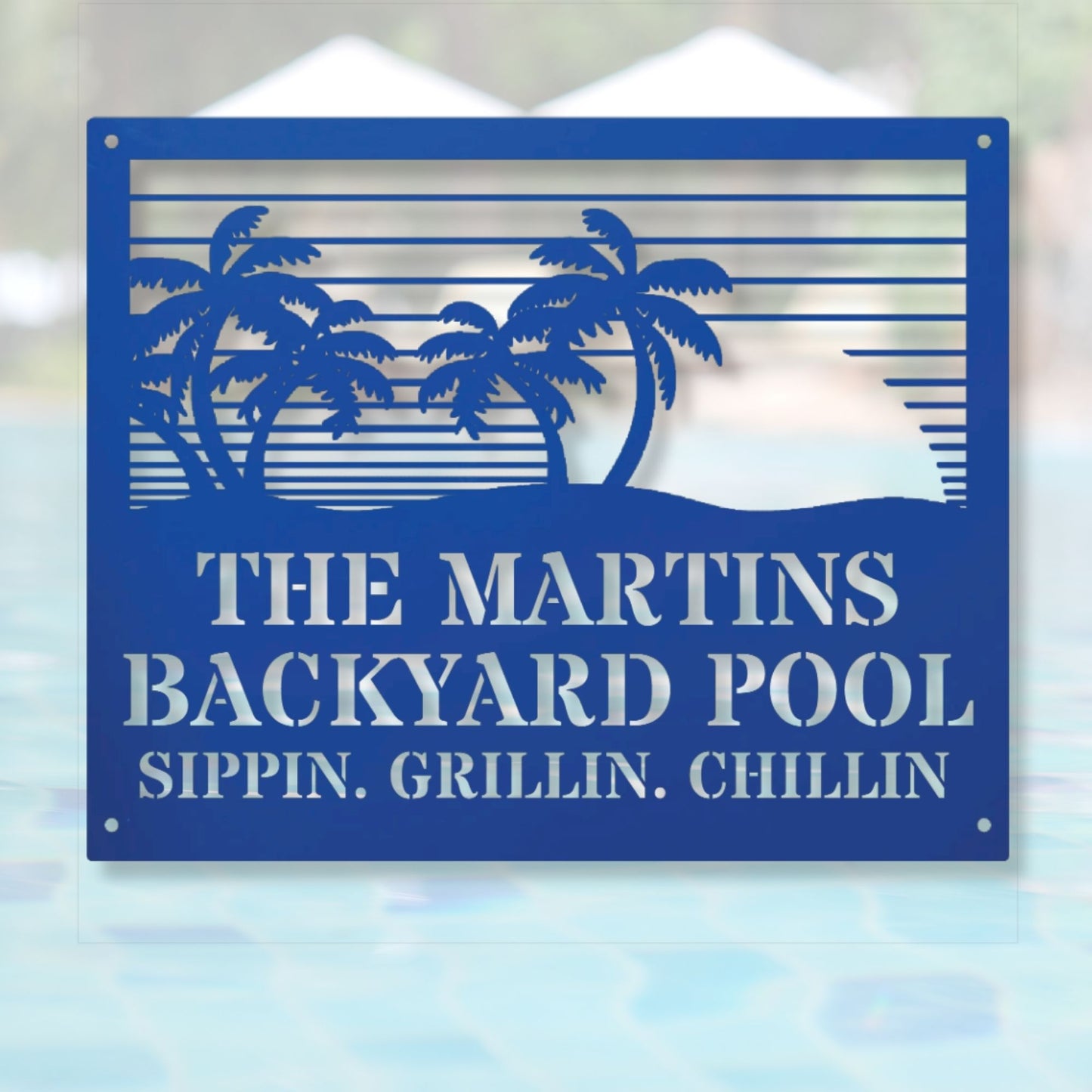 Personalized Pool Sign with Family Name, Custom Pool Decor, Backyard Sign, Outdoor Swimming Pool Gift, Poolside Wall Art Decor