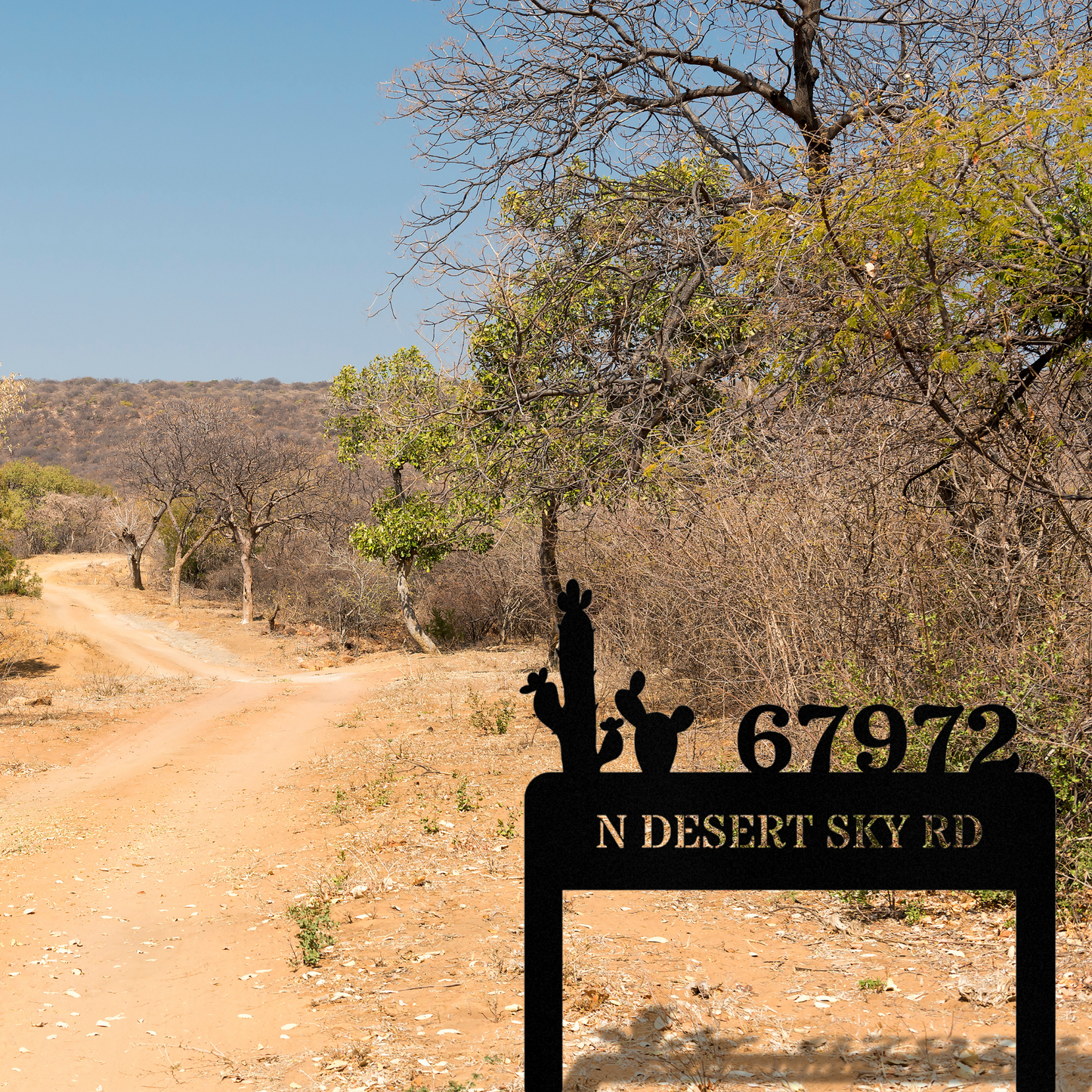 Saguaro Cactus Address Metal Stake Sign, Horizontal Address Sign, Desert Address Signage, House Address, Customized Metal House Number Stake