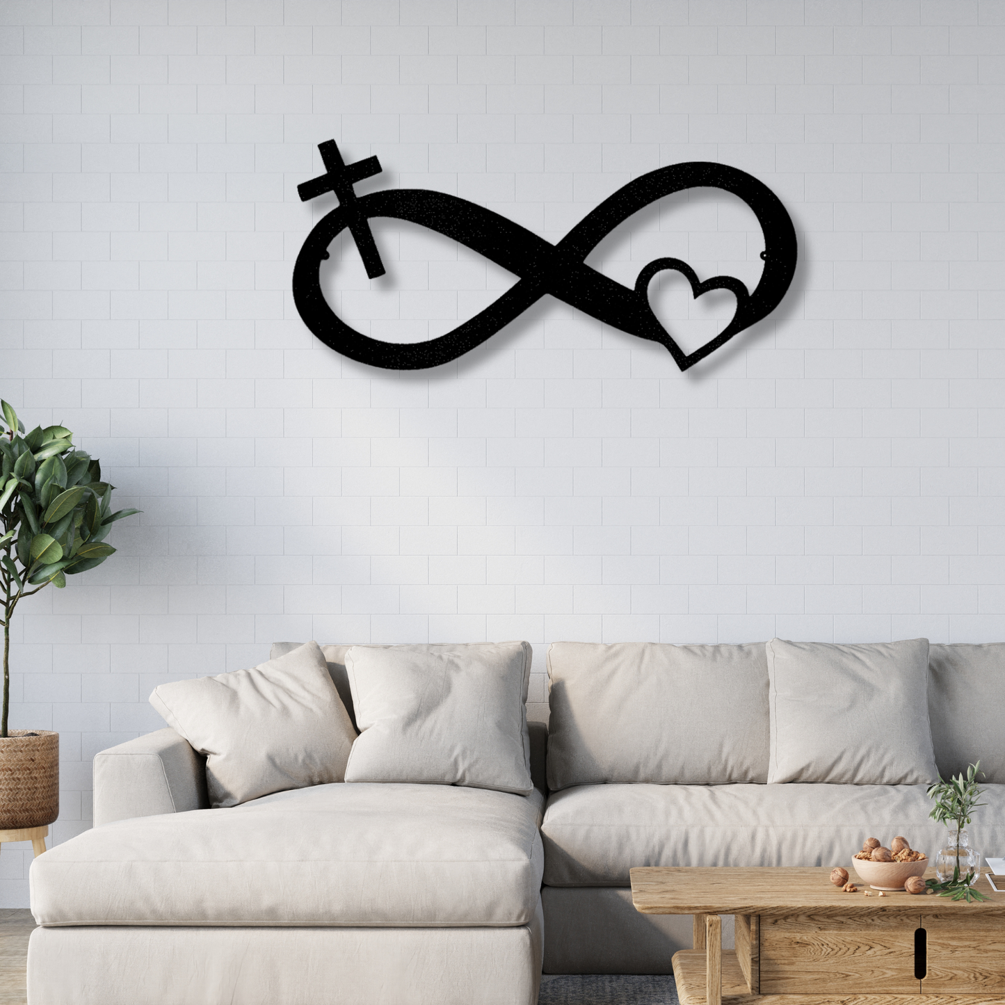 Infinite Love Metal Steel Sign, Cross And Heart Infinity Loop Monogram, Anniversary Gift For Christian Couple, Housewarming Wall Decor