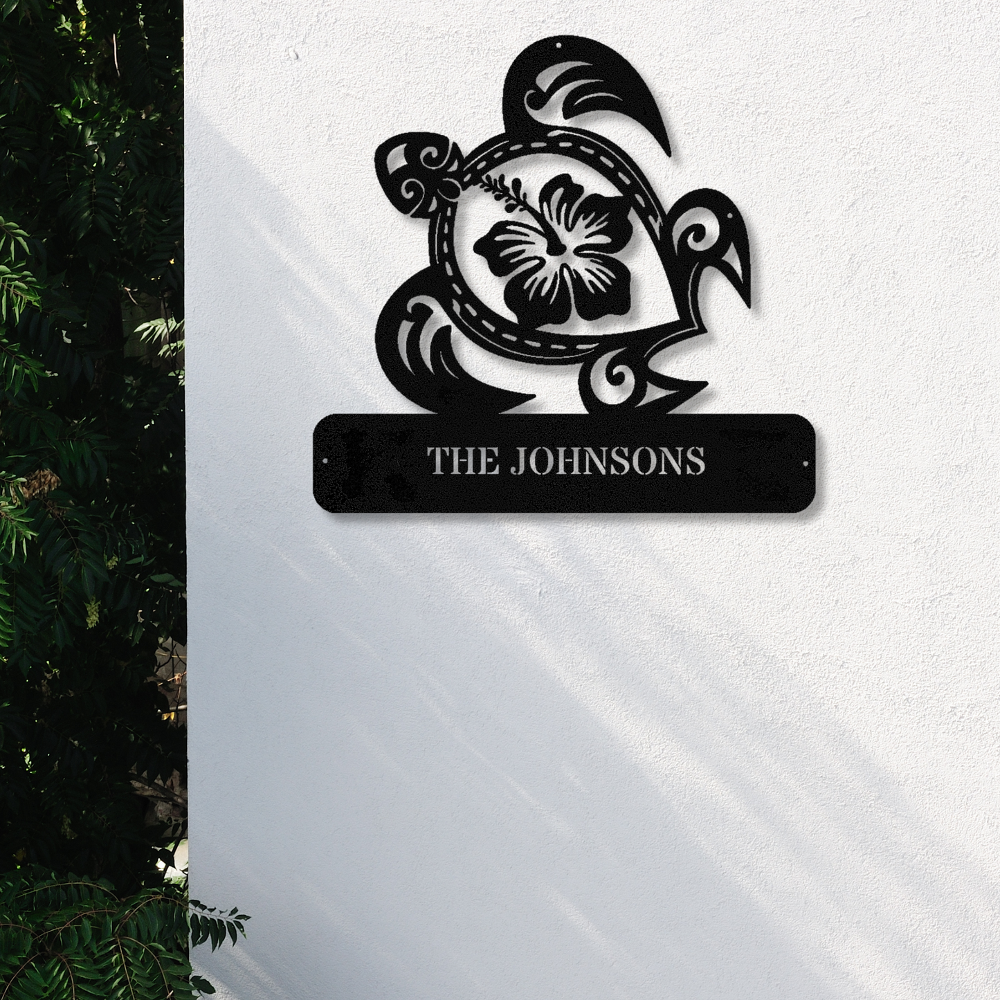 Custom Turtle Metal Wall Decor, Pool Sign, Turtle Hibiscus Flower Metal Art, Family Name Sign, Turtle Wall Hanging, Cabin or Lakehouse Sign