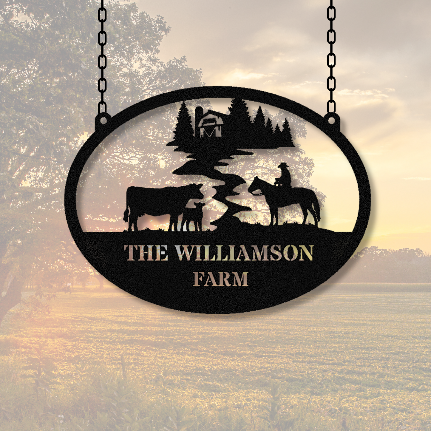 Horse Farm Hanging Addrress Metal Sign, Ranch Metal Sign, Farmhouse sign, Couple Name Plaque, Country Home Decor, Equestrian Metal Art