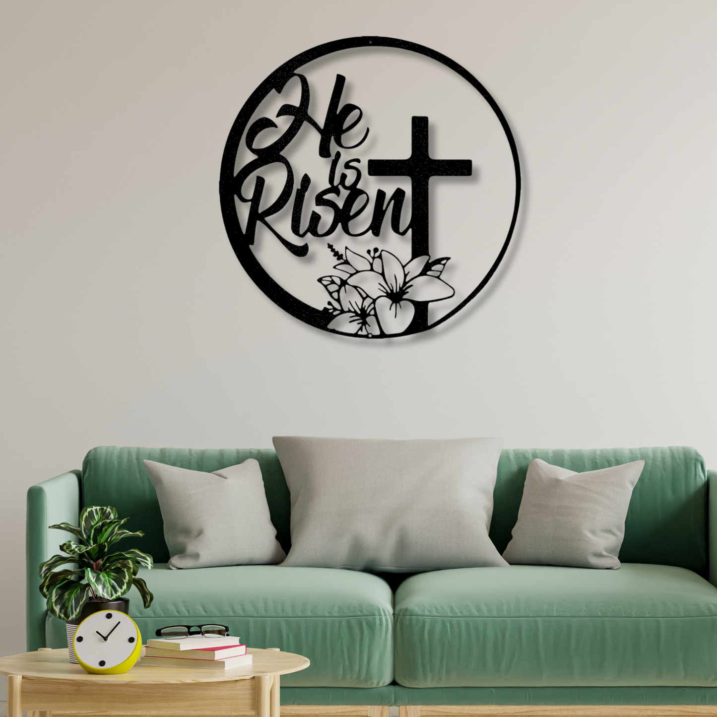 He is Risen Metal Sign, Religious Gifts, Floral Cross Sign, Home And Living Decor, Easter Gifts, Cross Metal Sign, Christian Themed Gifts