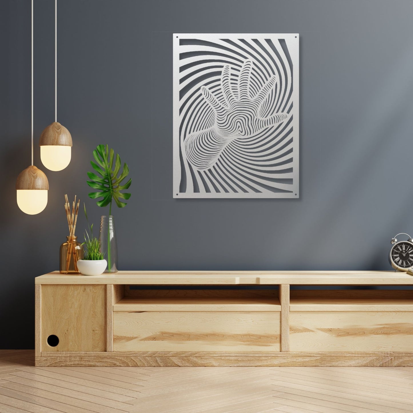 3D Hand Optical Illusion Metal Wall Art, Modern Wall Decor, Unique Metal Sculpture, Hand Wall Art, Home Decor Gift for Art Lovers