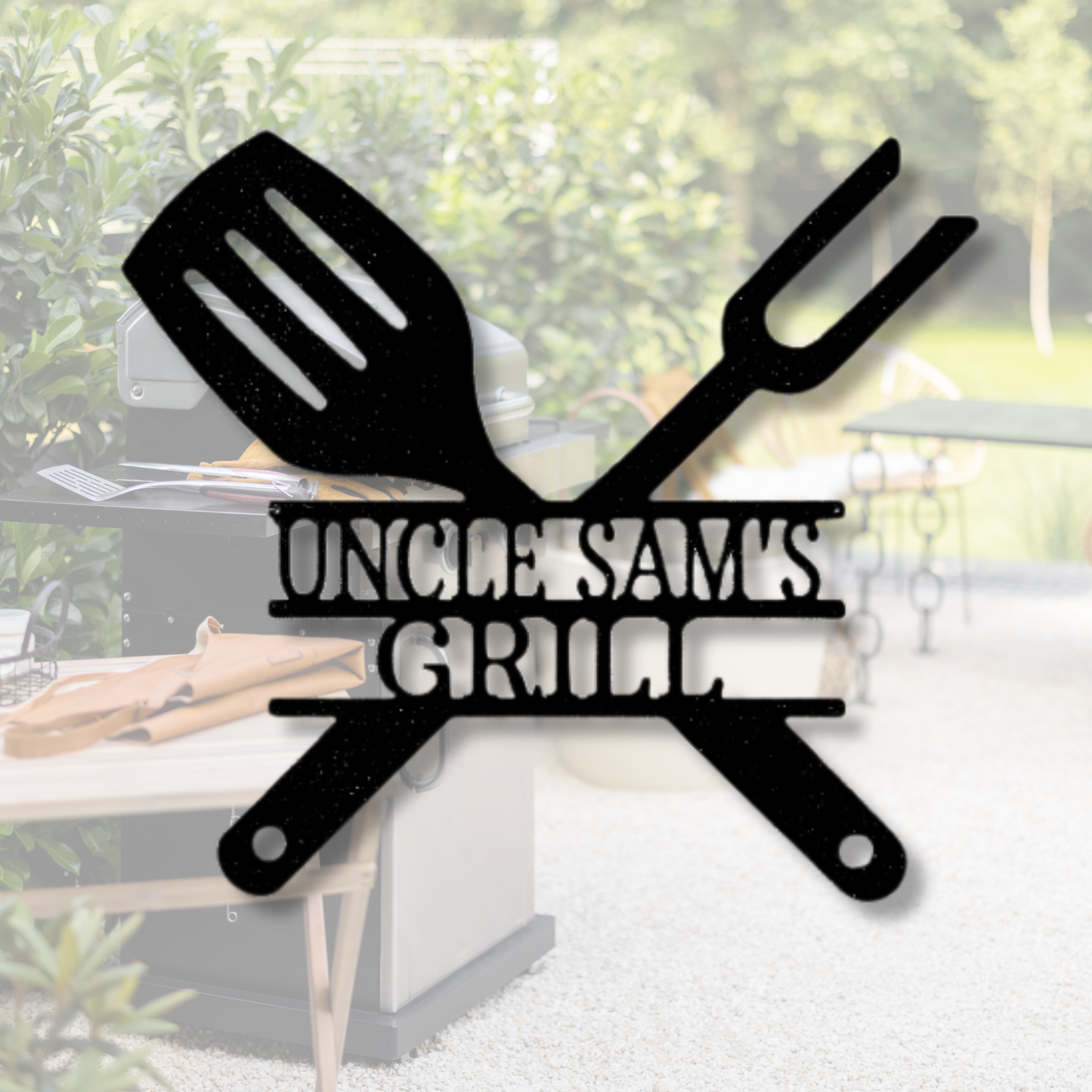 Custom Grilling Utensils  Metal Sign, Personalized Name Gift For An Amazing Grill Cook, Grilling Station Decor, Festive Season Housewarming Plaque, Birthday Gift For Him.