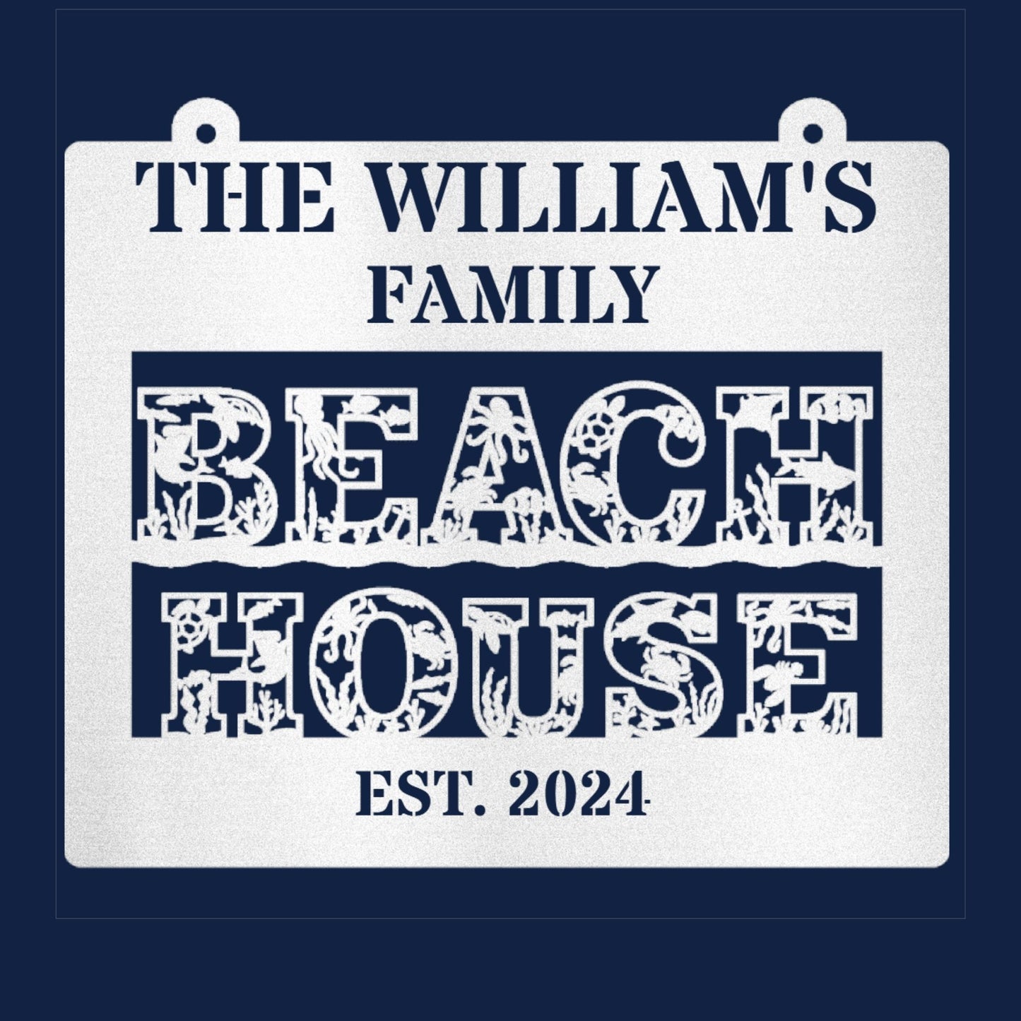 Personalized Family beach house metal sign, Custom beach decor, coastal home wall art