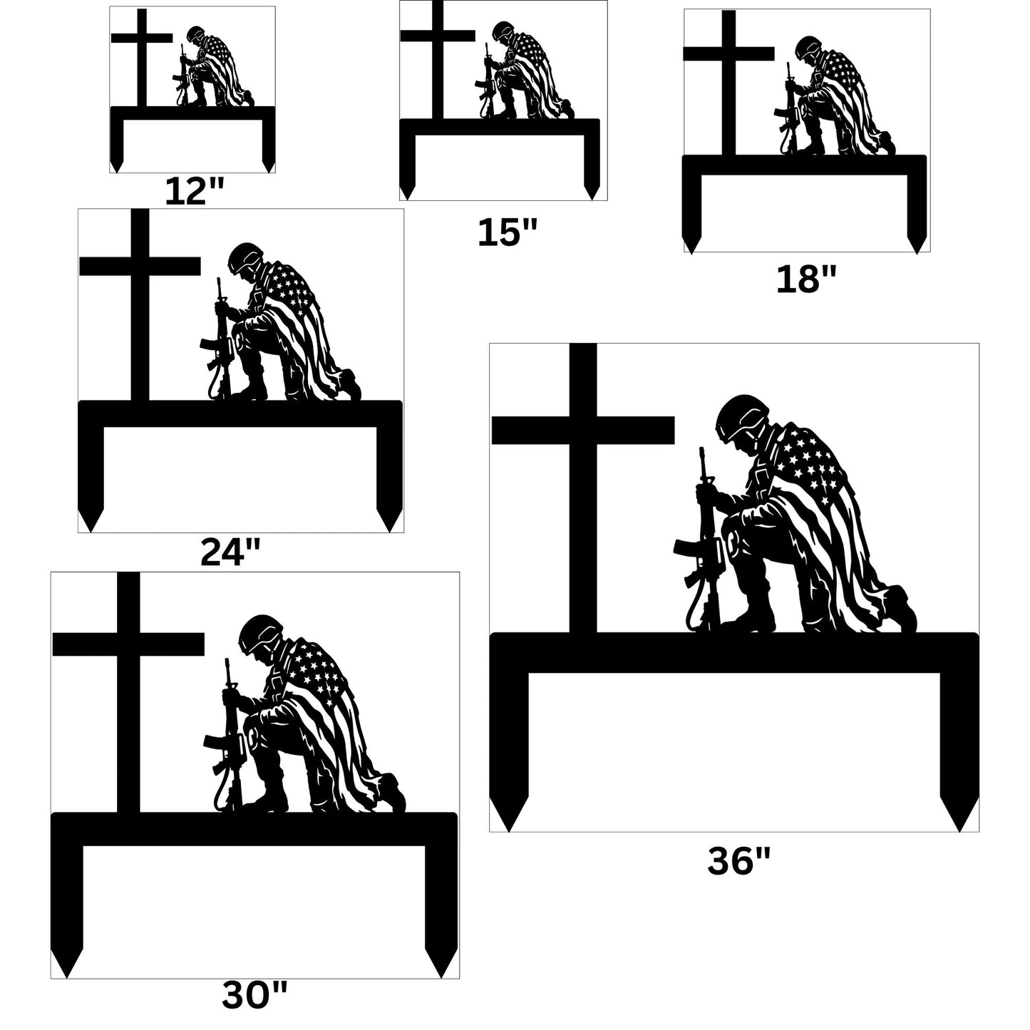 Personalized Soldier Metal Stake, Memorial American Flag Silhouette Cross, Custom Military Grave Marker, Patriotic Yard Art Remembrance Gift