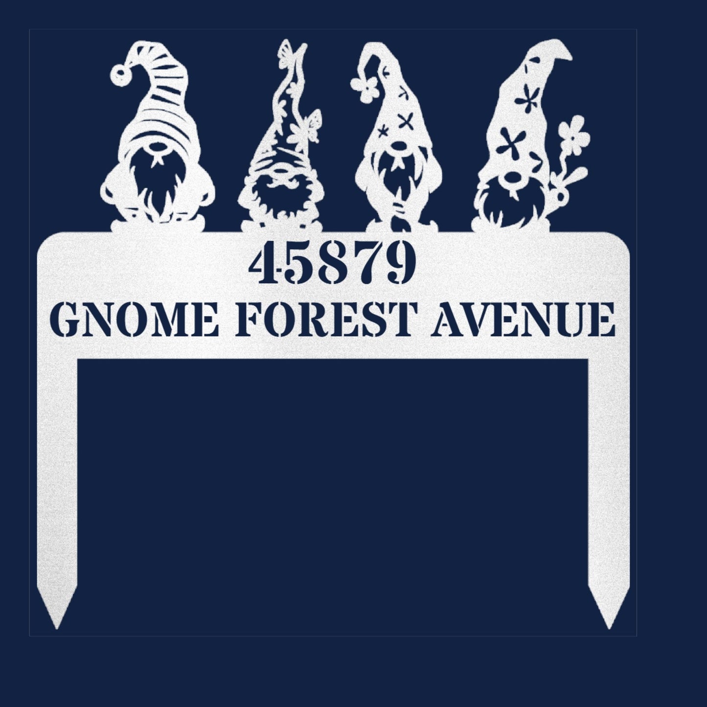 Custom Gnome Address Stake Sign, Personalized Yard Address Sign, Garden Gnome Decor, Outdoor Address Plaque, Lawn Stake