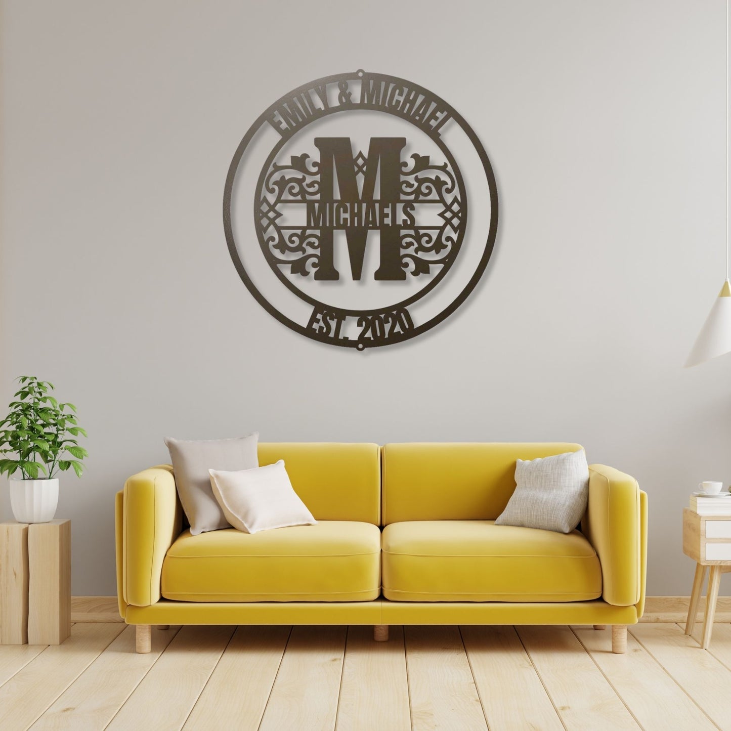 Personalized Wedding Gift Monogram | Custom Metal Art Family Name Sign | Anniversary Gift for Couple, Newlywed Wall Decor, Bridal Shower