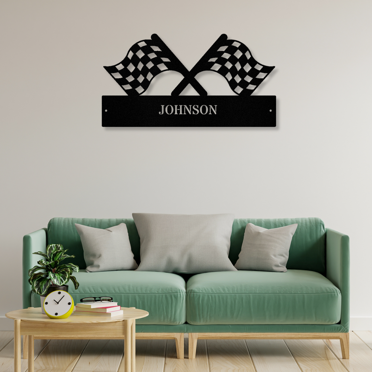 Checkered Flag Racing Metal Sign, Personalized Finish Flag Name Sign, Customized Checkered Flag, Gift for Racer
