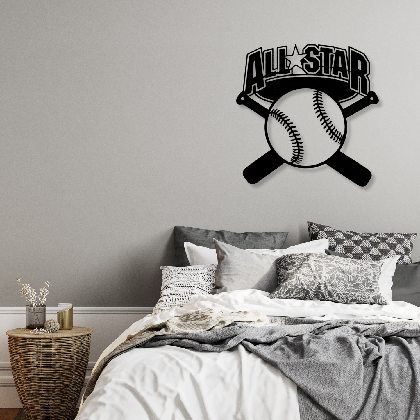 Baseball All-Star Metal Sign, Baseball Themed Metal Wall Hanging, Baseball Lover Gift, New Home Decor, Housewarming Gift