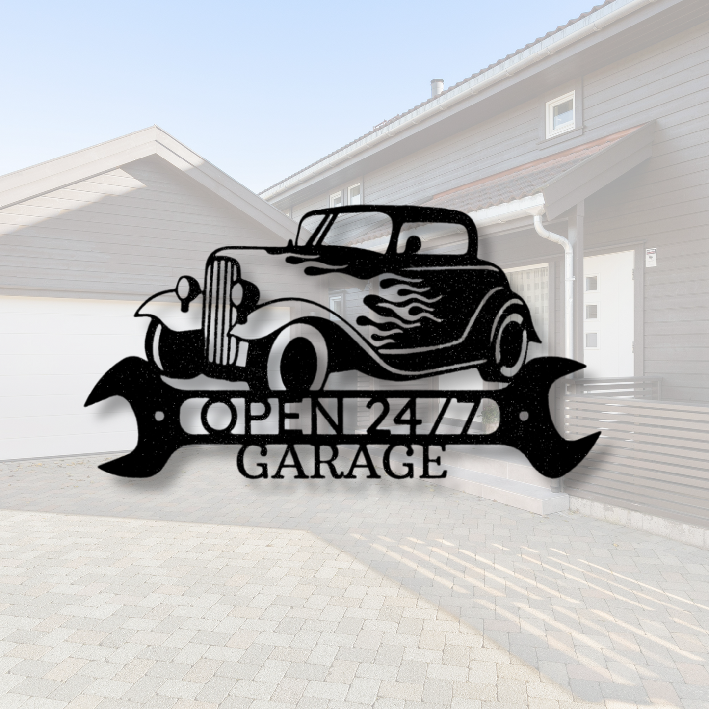 Personalized Hot Rod Metal Sign, Small Business Sign, Custom Garage Wall Art, Car Lover Gift, Mechanic Shop Decor, Man Cave Steel Sign