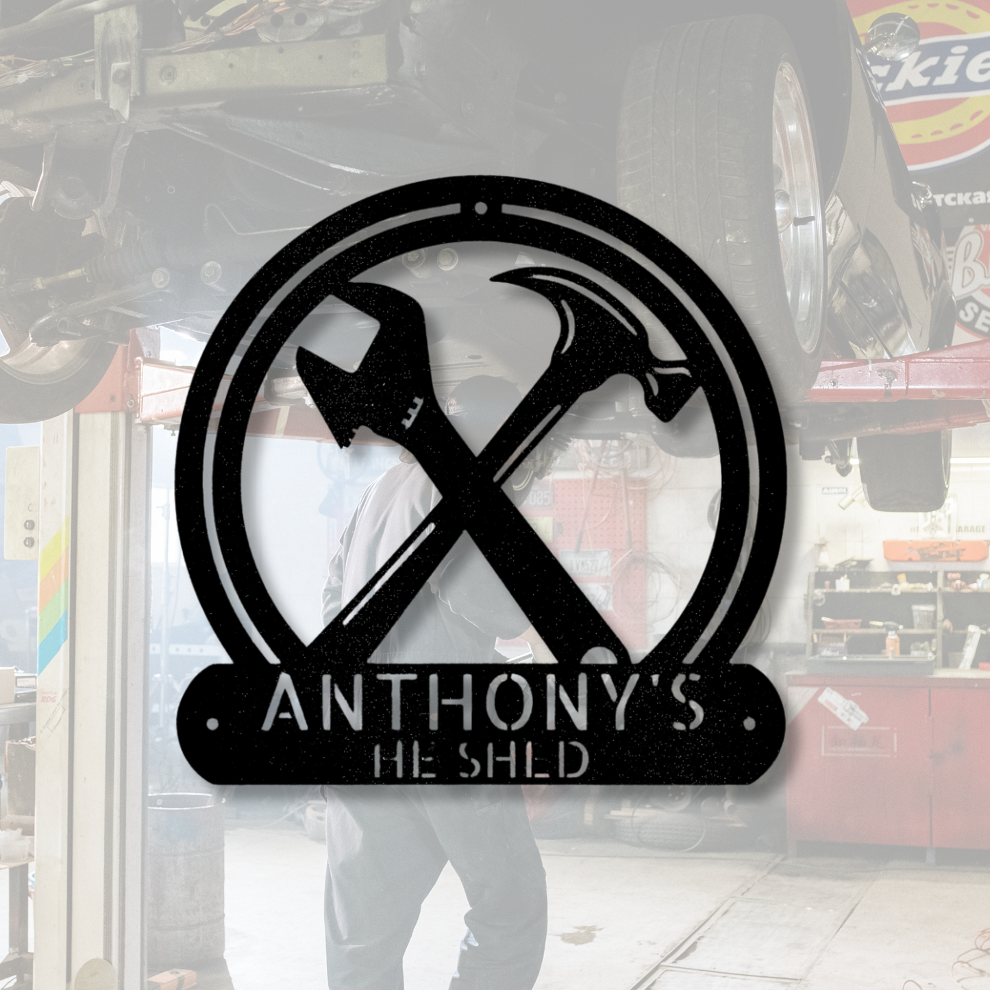 Custom Crafty Metal Sign, Personalized Crafty Monogram, Garage Wall Decor, Outdoor Wall Hanging, Birthday Gift For Mechanic Dad.