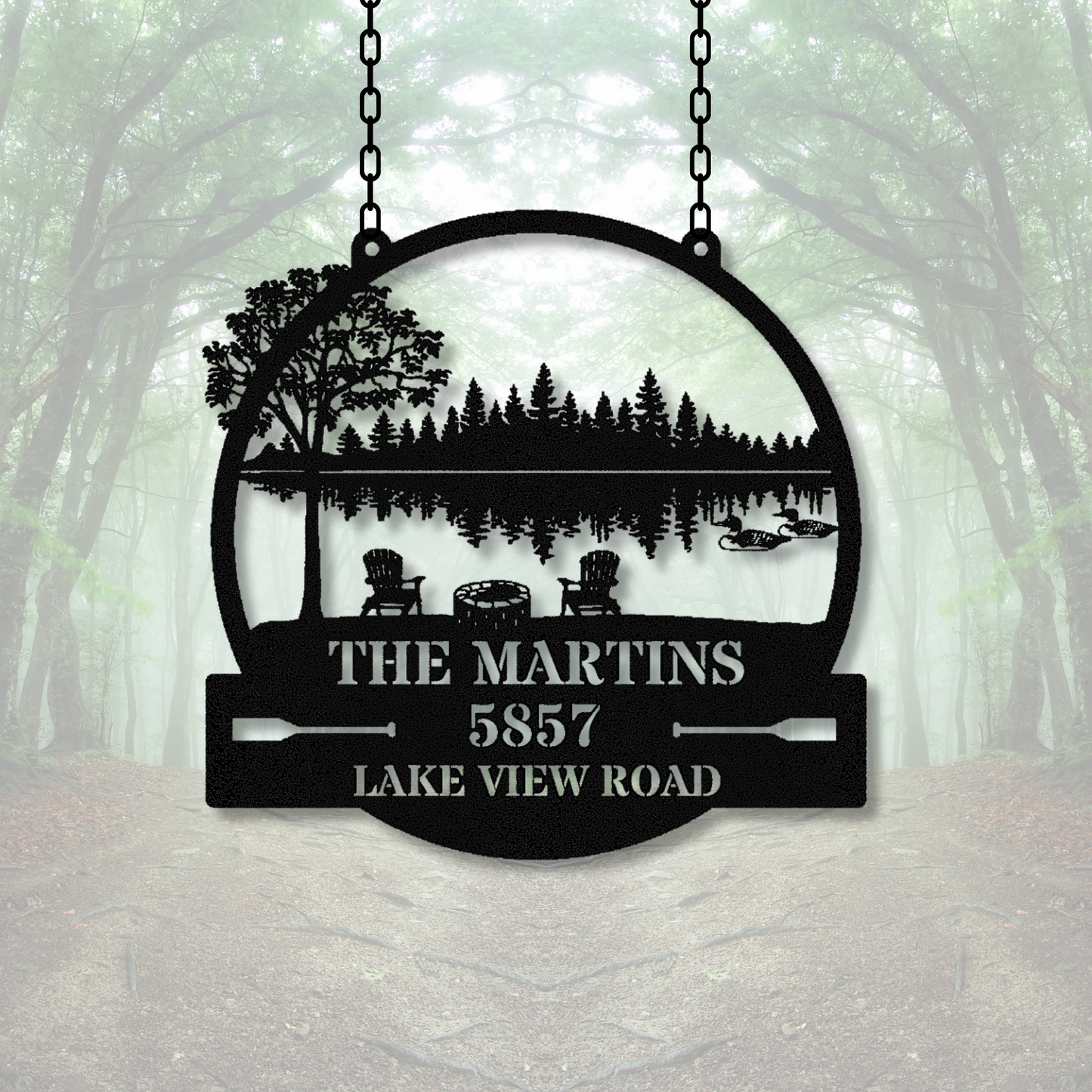 Customized Lake House Address Metal Sign, Loon Themed Sign, River House Sign, Hanging Metal Sign, Last Name Sign, Housewarming Gift