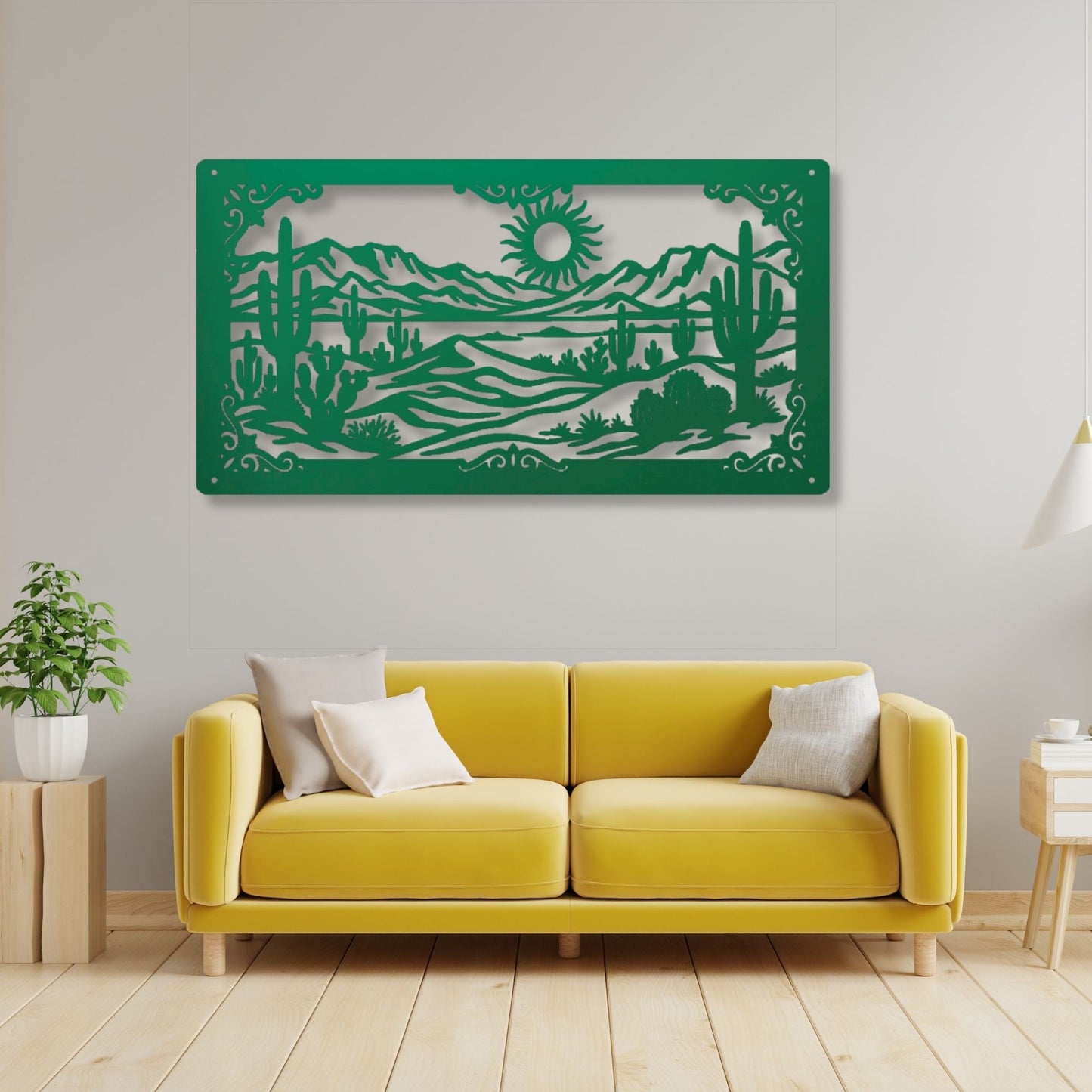 Southwestern Desert Metal Wall Art, Desert Wall Decor, Western Wall Art, Rustic Metal Art, Southwest Home Decor, Cactus Wall Hanging