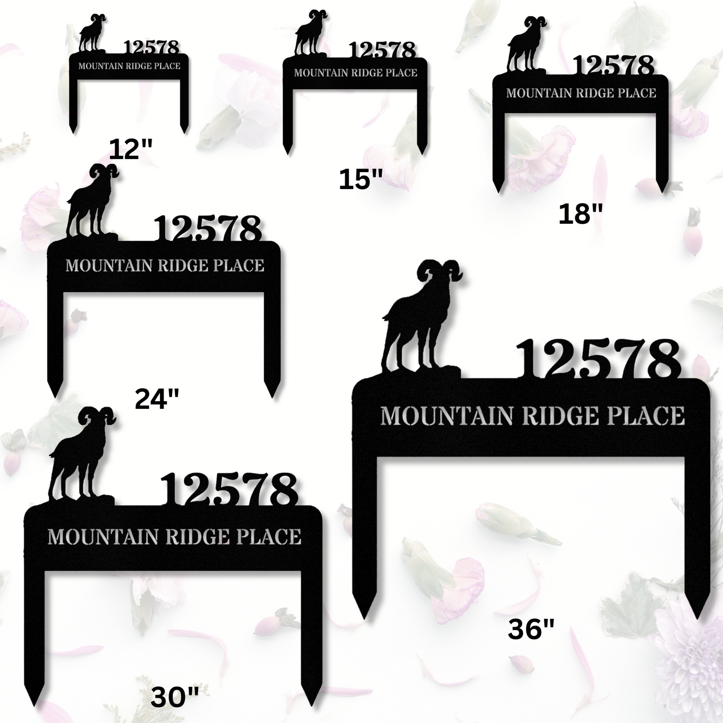 Personalized Bighorn Goat Address Stake, Metal Sign, Wilderness Address Sign, Housewarming Gift, Horizontal Address Plaque, Address Signage