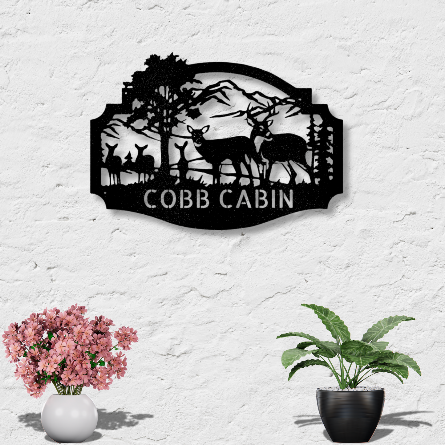 Personalized Deer Family Metal Art Sign, Custom Deer Metal Wall Decor, Cabin Wall Hanging, Indoor Metal Art Signs, Birthday Gift For Dad, Family Name Sign.