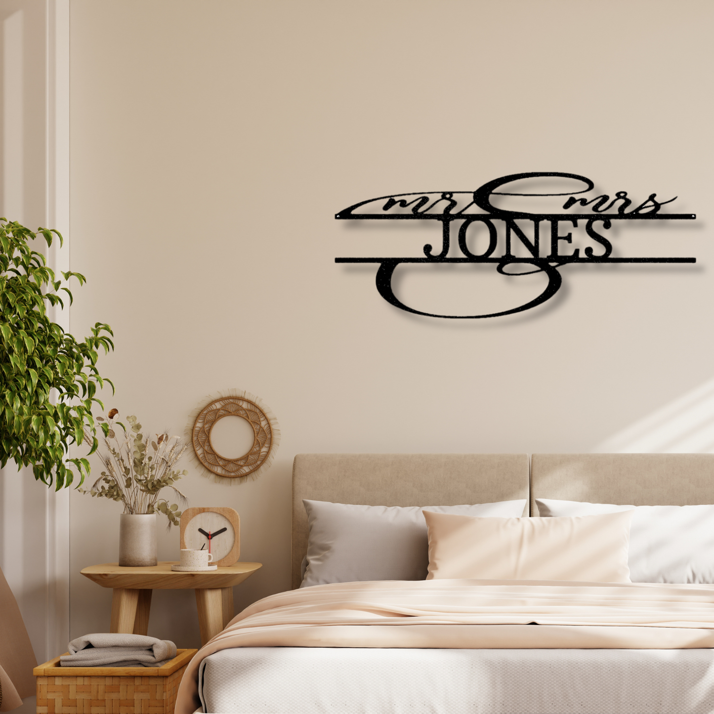 Custom Fancy Mr And Mrs Metal Sign, Personalized Mr And Mrs Monogram, Wedding Anniversary Decor, Housewarming Decor, Livingroom Wall Art Hanging.