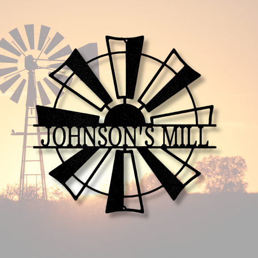 Windmill Monogram, Personalized Windmill Metal Sign, Custom Farmhouse Sign, Family Name Windmill Plaque, Garden Metal Sign, Gifts For Her