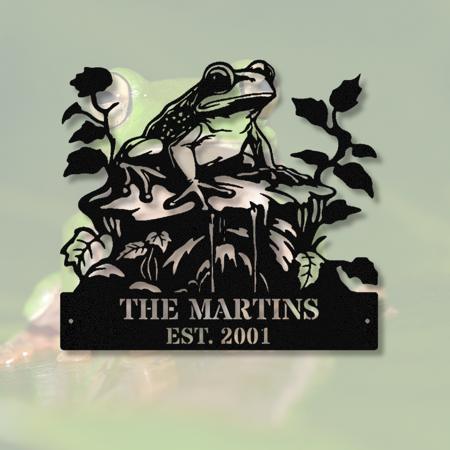 Frog Metal Sign, Frog Wall Art, Metal Garden Decor, Frog Garden Sign, Outdoor Metal Art, Yard Decorations For Frog Lovers